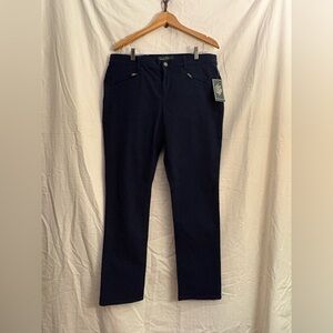 Ralph Lauren Jeans Women's 14 Navy Skinny Straight Leg Zipper Front Pockets NWT